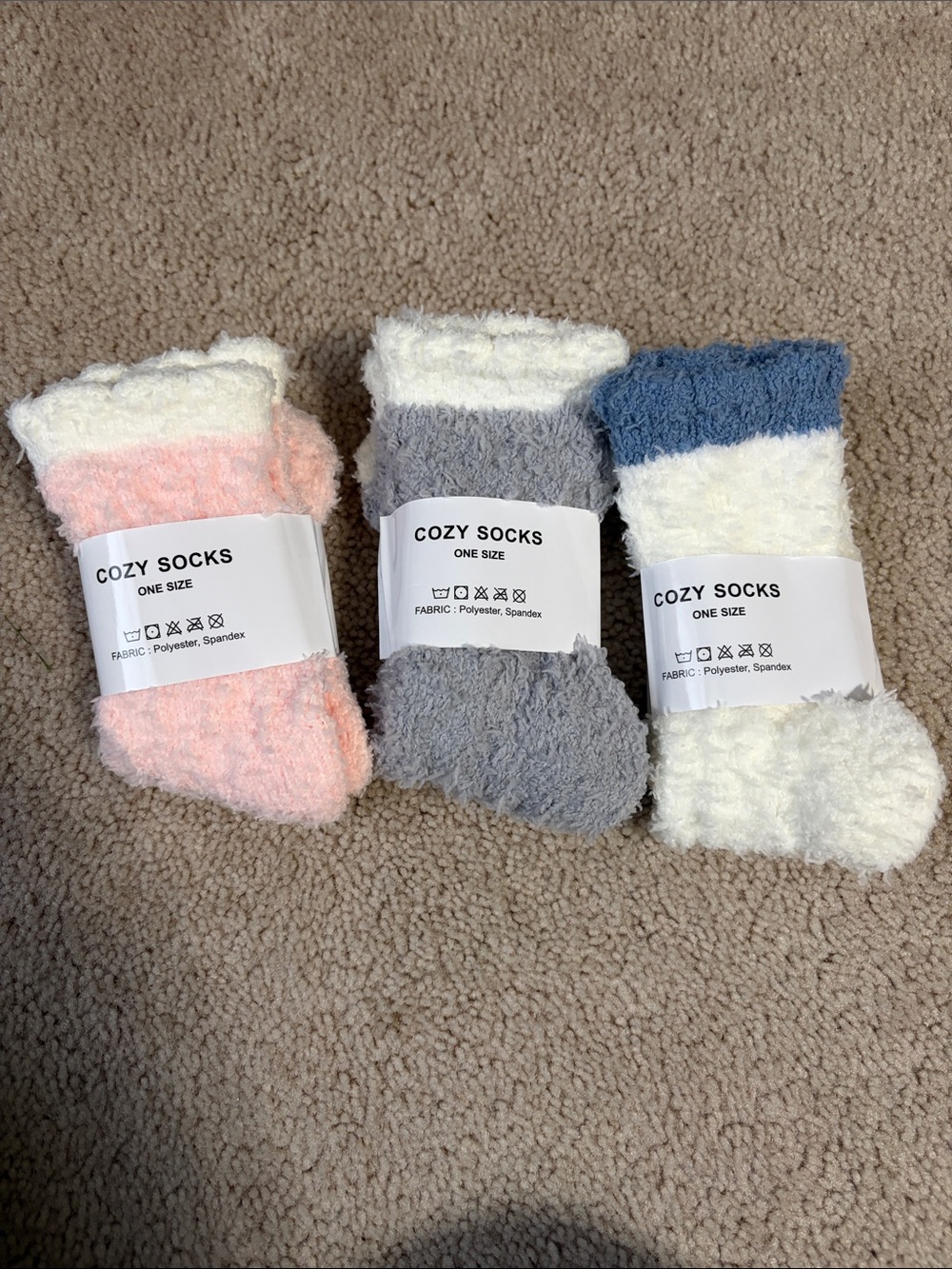 Cozy Socks Trio - Pink, Gray, and White